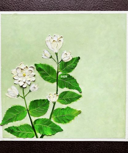 茉莉花油画棒(带详细步骤)_茉莉花_油画棒_花卉_临摹