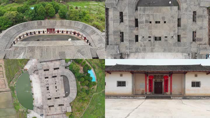 梅州市兴宁市磐安围客家围龙屋航拍4k