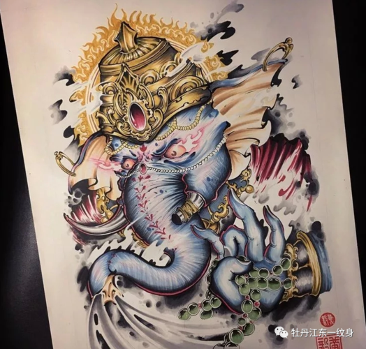 本期素材:象神纹身图案