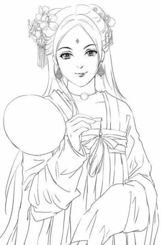 古装动漫简笔画女生简单