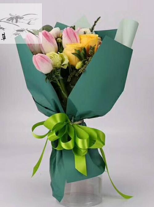 蓝之草2018新款韩式双色双面小方纸鲜花包装材料小花束专用包花纸