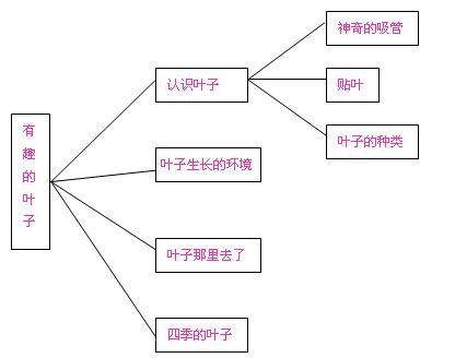 幼儿园教育活动设计与实践中以叶子为一级主题绘制主题网络图