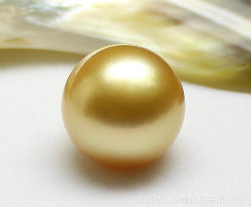 批发15-16mm天然深金色南洋珍珠颗粒 印尼金珍珠裸珠批.