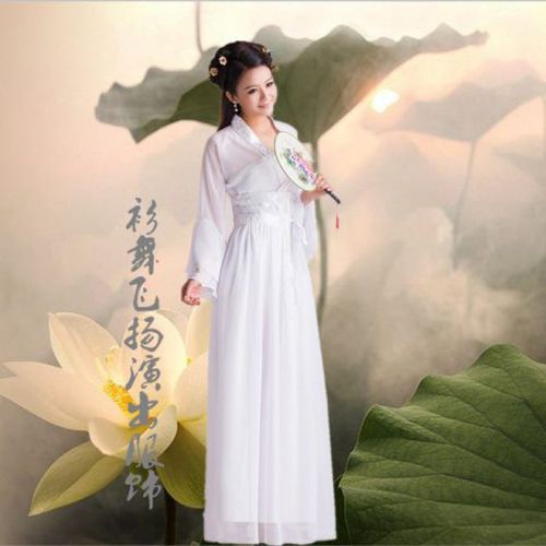 古装仙女服七仙女公主裙贵妃装小龙女写真摄影 白色 s
