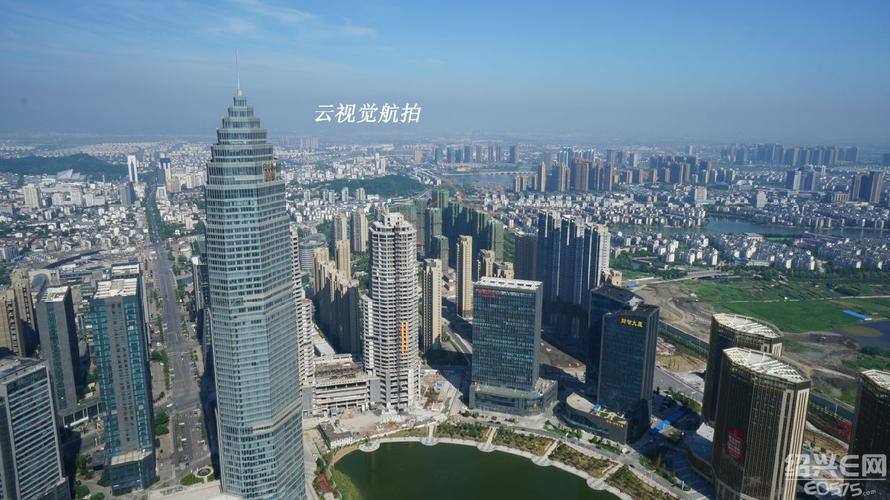 空中看绍兴 晴朗天的世茂天际中心及周边,看看能拍多远