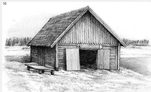 风景素描画教程:教你一步一步画小木屋