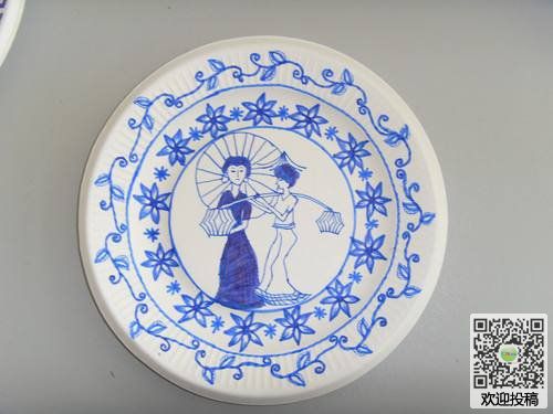 青花瓷纸盘画图片大全_纸盘上画青花瓷的图片素材