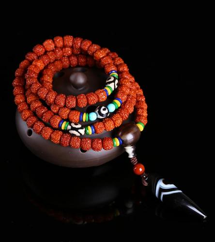 时尚配饰正宗机刷包浆藏式小金刚菩提子手串项链108佛珠包浆玉化龙鳞