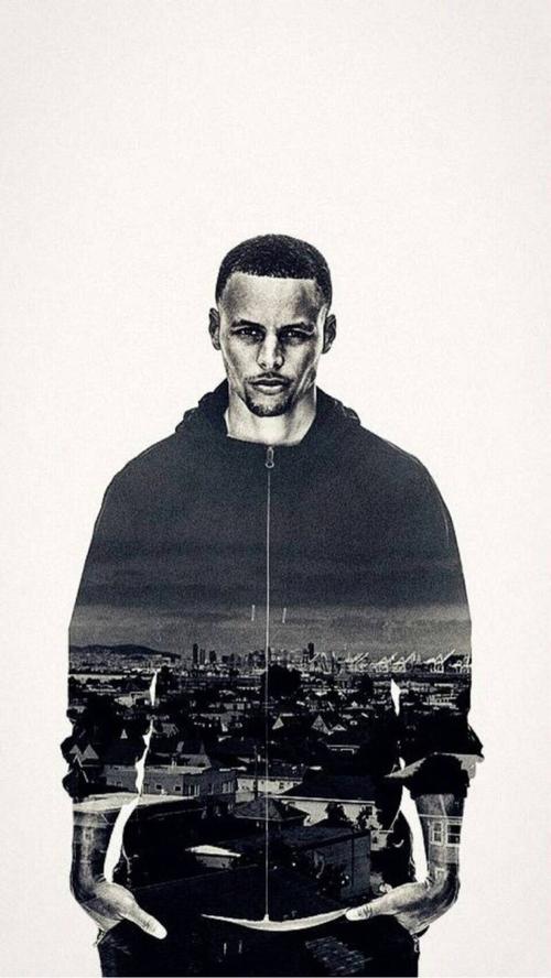 求库里黑白双手插兜,衣服是城市的高清图片.