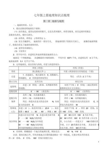 人教版新课标七年级地理上册知识点梳理