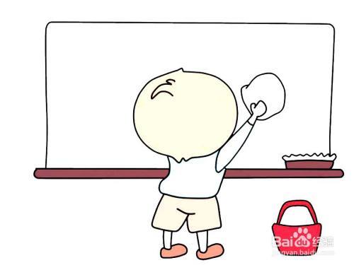 简笔画小孩擦黑板