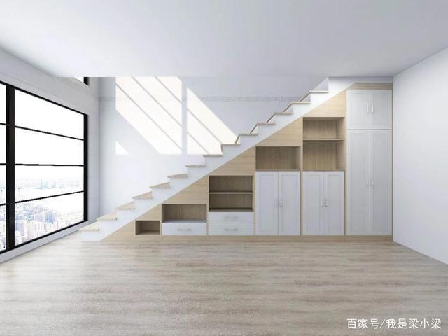 楼梯下方储物柜,门板柜体配色满足储物收纳,也可以装饰楼梯.