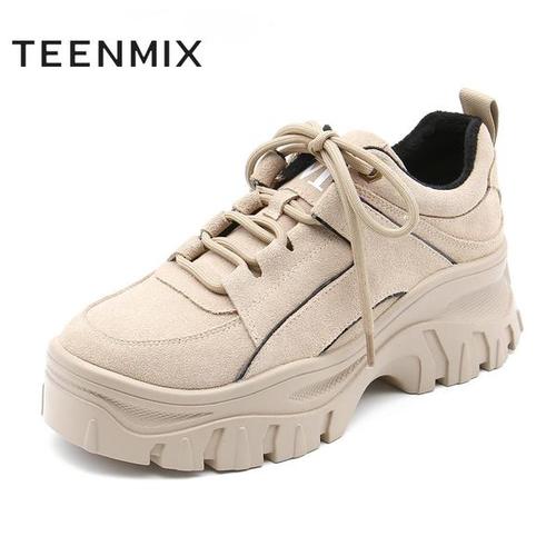 [e百丽官方旗舰店] ar103am9 春新款牛剖层革女旅游鞋 2019 天美意