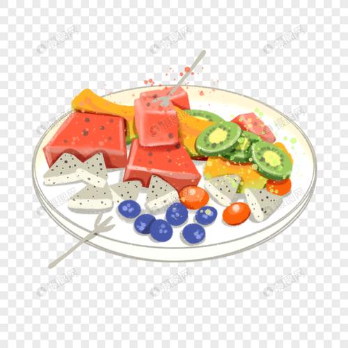 免抠元素 手绘/卡通元素 夏季鲜切水果拼盘.