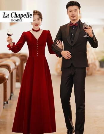 特价捡漏拉夏贝尔homme敬酒服女结婚当天新娘便装红色大气显瘦订婚穿