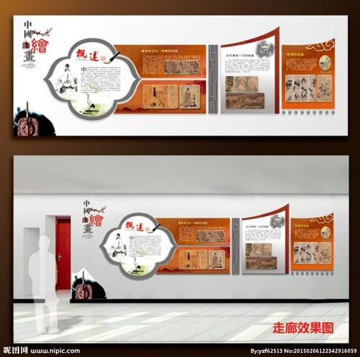 中国书画走廊文化造型展板图片