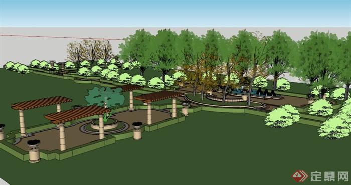 某巴洛克式小公园景观设计su模型