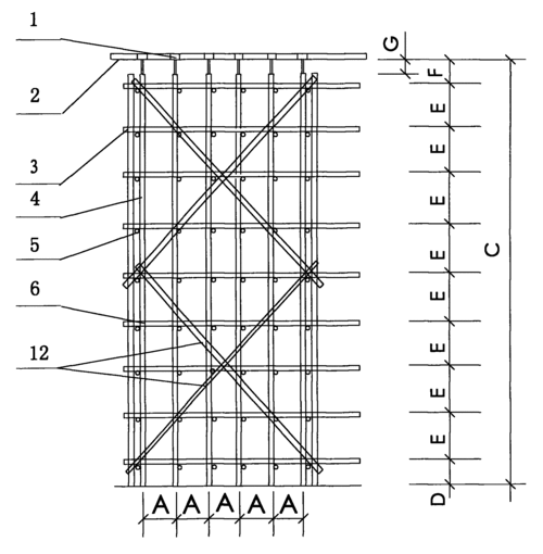 cn101560828a_剪刀撑扣件式钢管脚手架模板支架有效