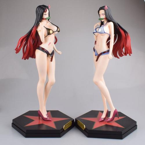 鬼灭之刃潮流潮牌灶门祢豆子黑色蓝色站姿泳装盒装手办景品模型国