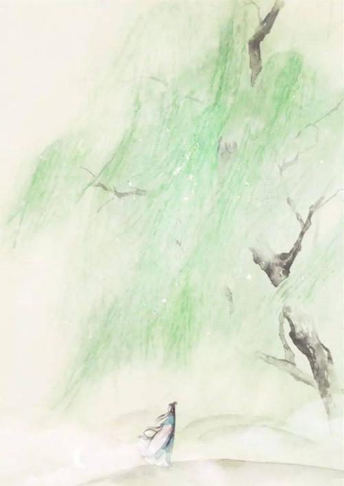 昔我往矣,杨柳依依; 今我来思,雨雪霏霏.  行道迟迟,载渴载饥.