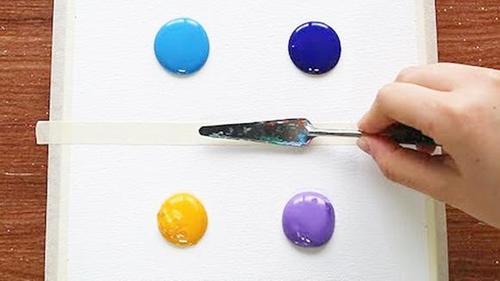 用丙烯颜料和简单的工具,画四个季节的风景画,详细绘画教程