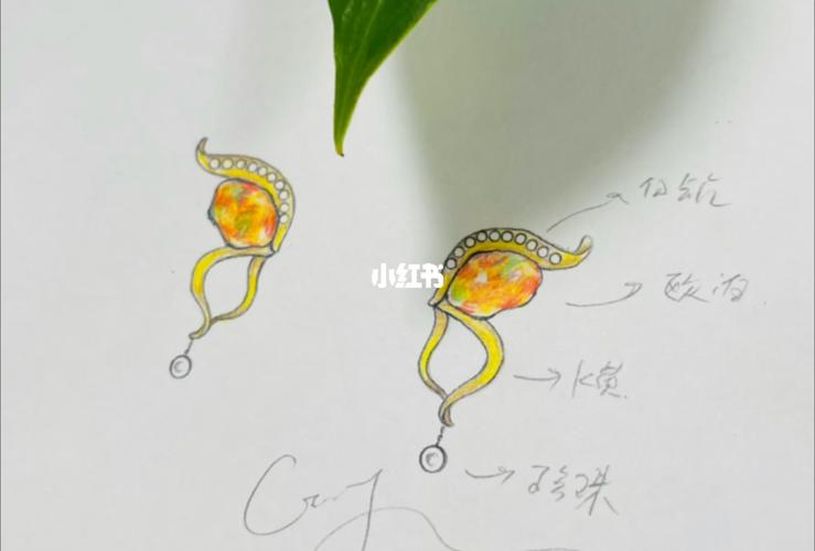 珠宝设计手绘图稿 耳环饰品高级珠宝定制_耳环_珠宝设计_高级珠宝