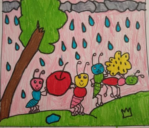 轰隆隆,咔嚓嚓,电闪雷鸣叫人怕,马上就要下雨啦,小蚂蚁呀快搬家