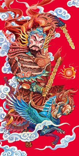 为观想堂丁酉年年礼所绘制画稿--门神