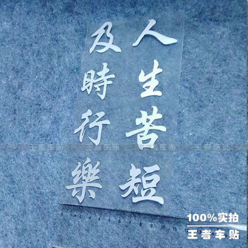 个性反光贴纸 hf贴纸 及时行乐中文贴纸carpe diem 人生苦短