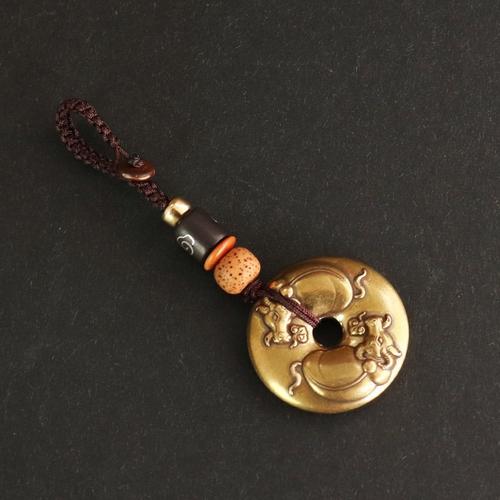 实属不易牛转乾坤钥匙扣铜制饰品吊铜钥匙扣