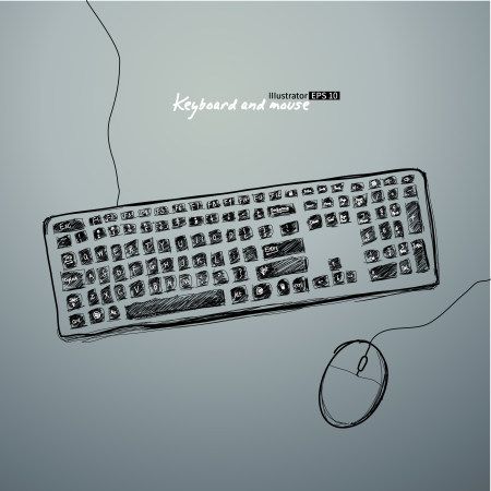 手绘黑白键盘矢量图1