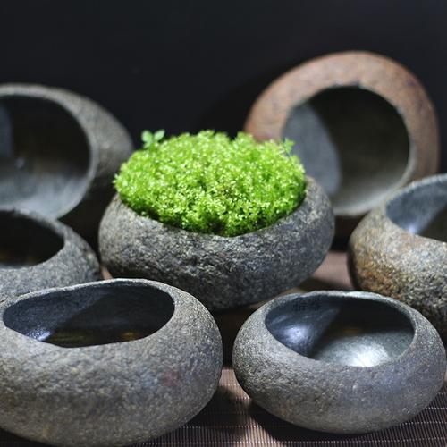 特价水培盆器_原生态天然石头花盆创意多肉鹅卵石水培菖蒲盆栽个性