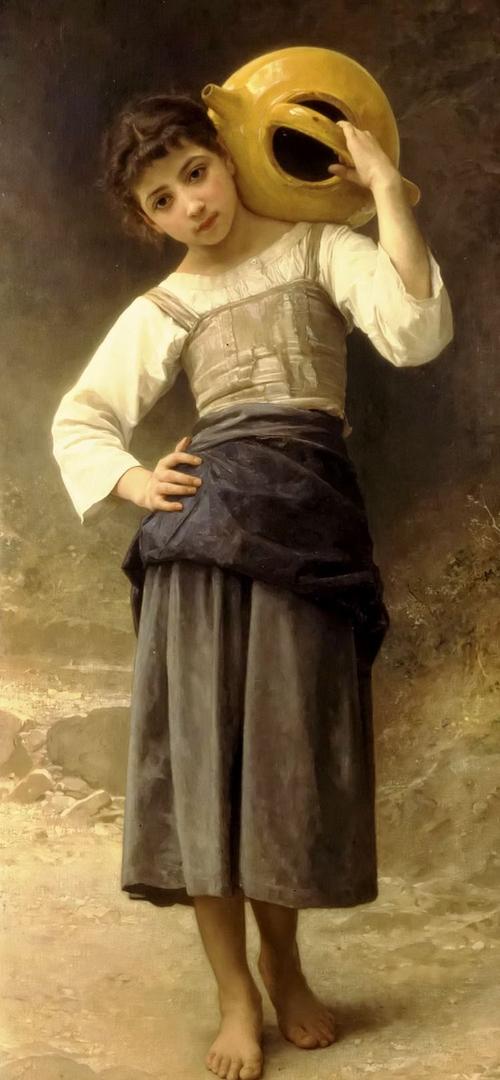 《去泉边的少女》油画 布格罗(法国)