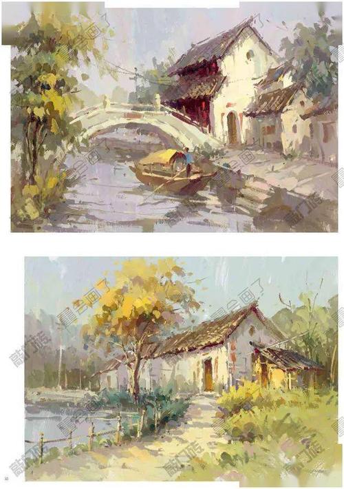 《我能上美院色彩风景》课件,单体,色稿,范画,线稿对应完整稿,全面又