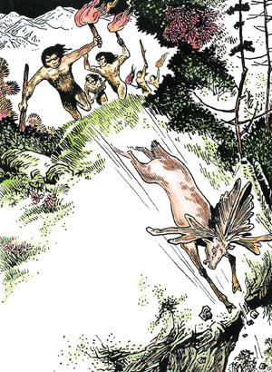 北京人用火追逐野兽