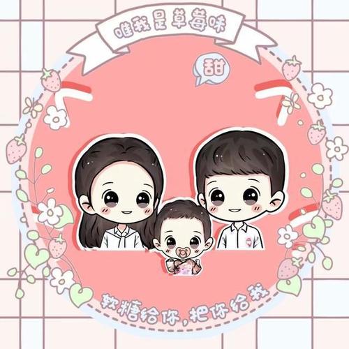 手绘头像:全家福亲子头像,幸福家庭个性微信头像