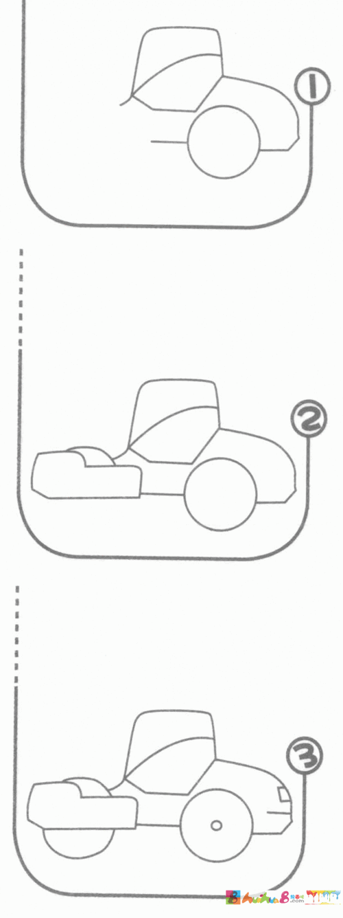 压路机简笔画分解步骤教程