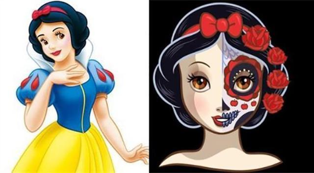 迪士尼公主们的脸谱,半脸的彩绘艺术,有着不一样的美感