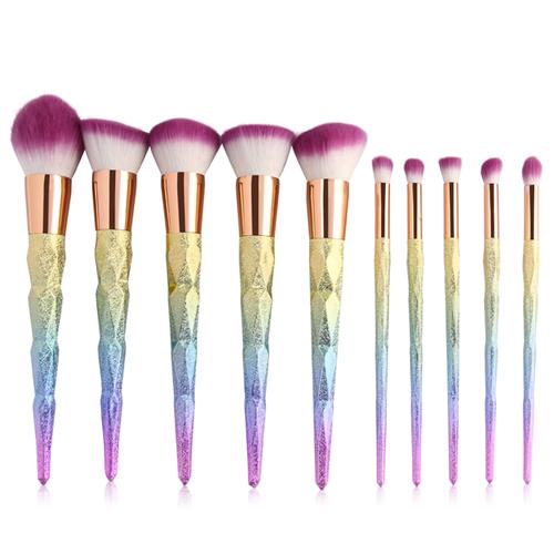 10 piece magical rainbow makeup brush set