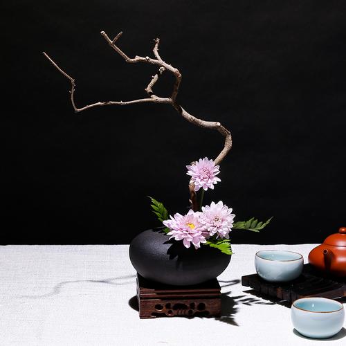 剑山陶瓷中式茶席花瓶桌面花器日式花道插花花盆