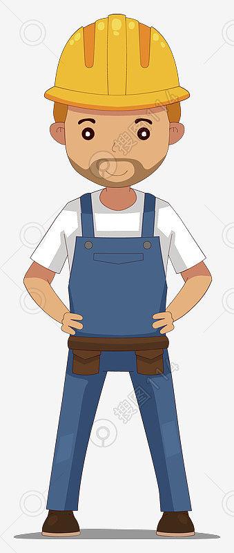 卡通手绘包工头png插画
