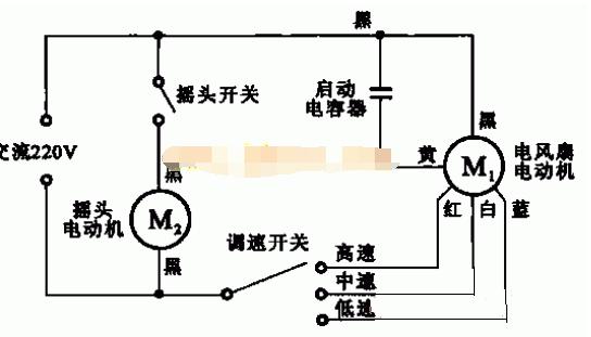 电风扇摇头电机怎么接线才能与主电机同步关机