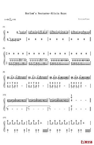 harlem"s nocturne钢琴简谱-数字双手-alicia keys