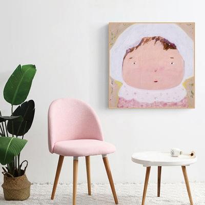 可爱娃娃挂壁画房间正方形墙壁挂画儿童房男孩女孩卧室床头装饰画