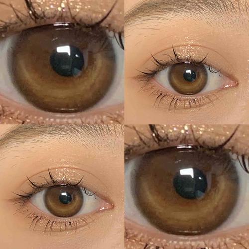 月半高光狗狗眼美瞳女年抛混血欧美大小直径棕色隐形眼镜男艾晶ka