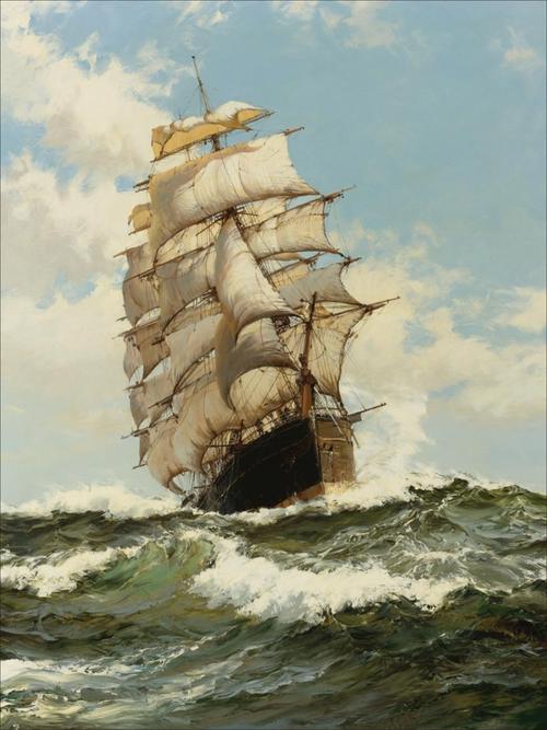 西班牙大帆船大航海时代挂画壁画无框装饰画4030尺寸两幅九折包邮