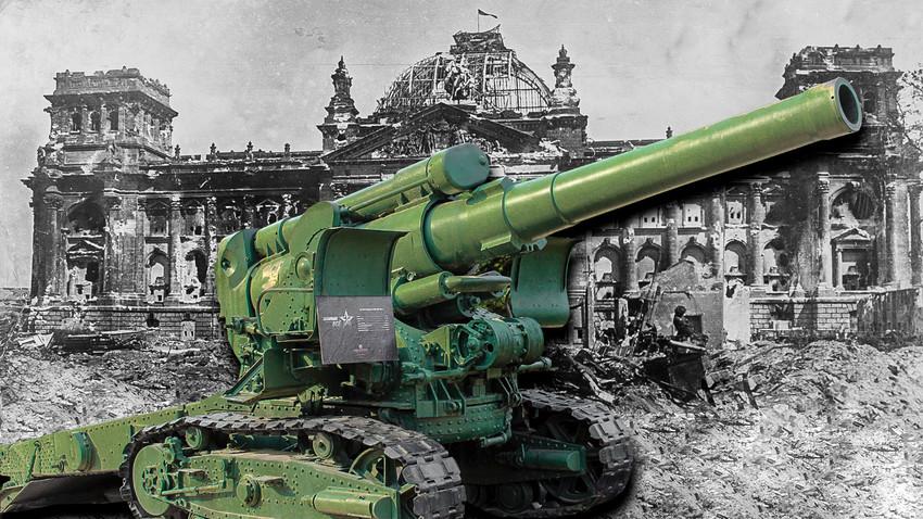 二战德军的噩梦斯大林之锤203毫米榴弹炮一炮打穿三层楼