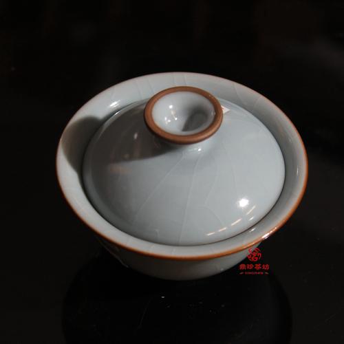 善款天蓝色盖杯开片汝瓷手工善明汝窑李善明景德镇盖碗