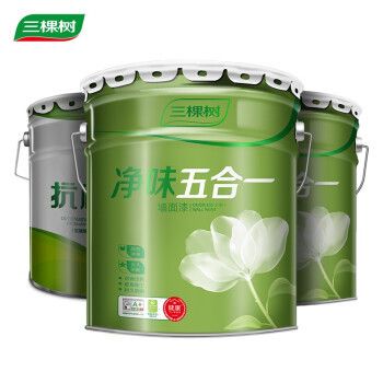 三棵树内墙漆乳胶漆健康净味五合一墙面漆白色套装面漆15l2底漆20kg