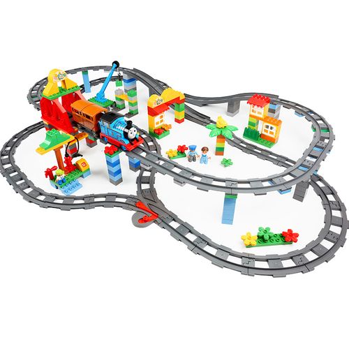 兼容乐高大颗粒积木电动托马斯火车头轨道零件得宝汽车交通配件